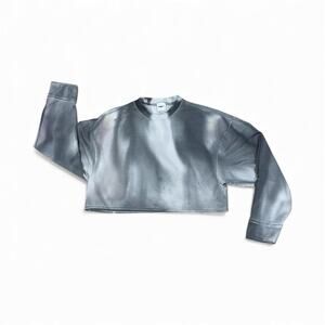 Nike Yoga Luxe Women’s Cropped Fleece Sweatshirt Size Small Tye Dye Gray/White